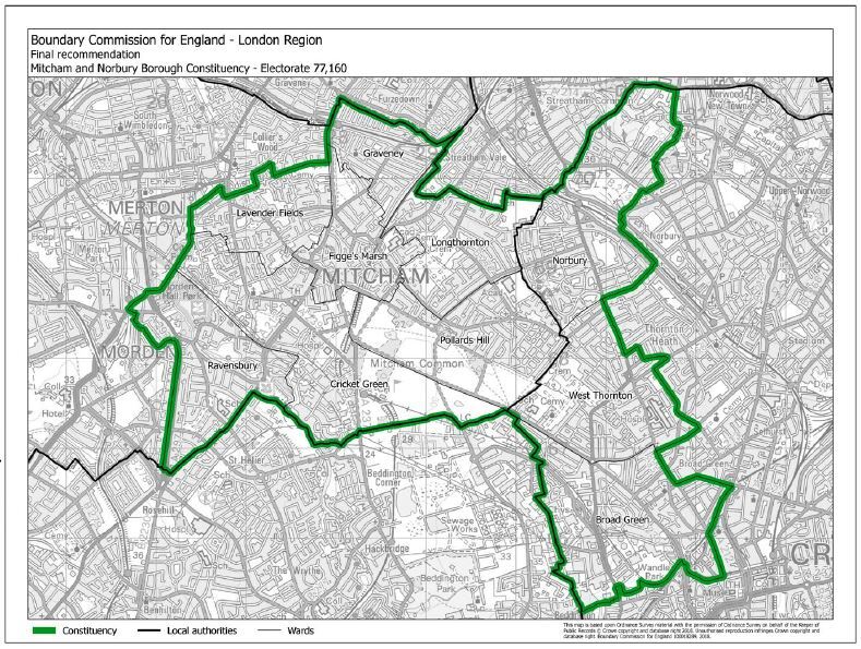 Boundary Commission 2018 Mitcham map